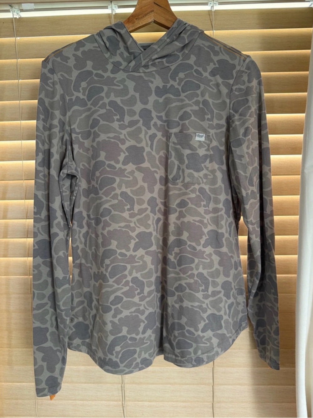 Women’s Gray Camo Lightweight Performance Hooded Long Sleeve Top